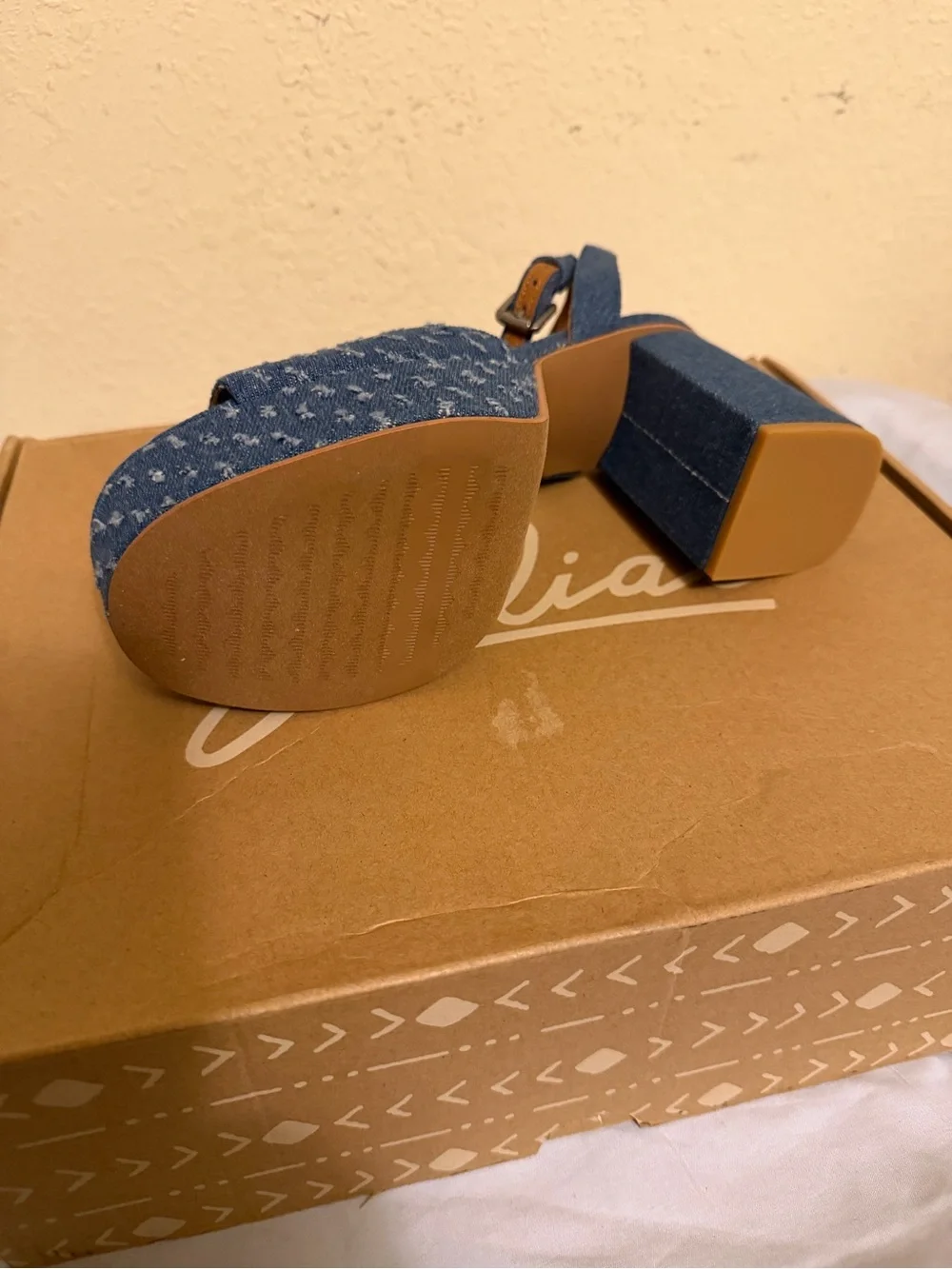 Zodiac Blue Denim Platform Sandals with Ankle Strap